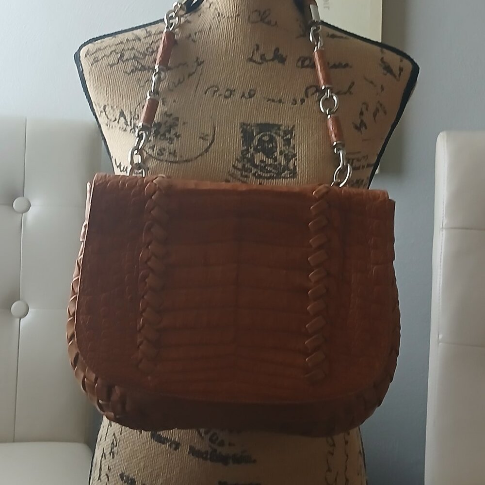DANIELLA ORTIZ croc leather shoulder bag